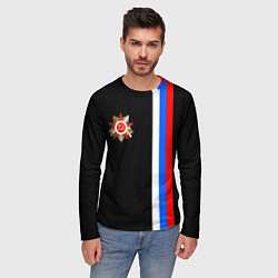 Лонгслив мужской Великая отечественная - триколор полосы, цвет: 3D-принт — фото 2