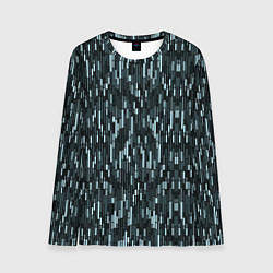 Мужской лонгслив Тёмный бирюзовый паттерн полосочки