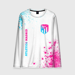 Лонгслив мужской Atletico Madrid neon gradient style вертикально, цвет: 3D-принт