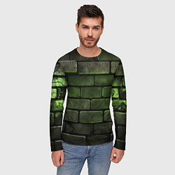 Лонгслив мужской Зеленые неоновые кирпичи, цвет: 3D-принт — фото 2