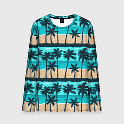 Лонгслив мужской Пляжные пальмы паттерн, цвет: 3D-принт