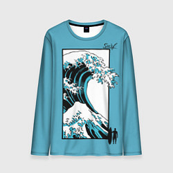 Лонгслив мужской Большая волна в Канагаве - серфинг, цвет: 3D-принт
