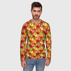 Лонгслив мужской Вкусные яблоки паттерн, цвет: 3D-принт — фото 2