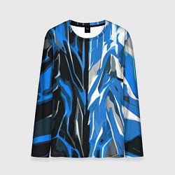 Мужской лонгслив Синяя абстракция на чёрно-белом фоне