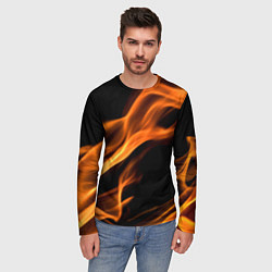 Лонгслив мужской Языки пламени текстура, цвет: 3D-принт — фото 2