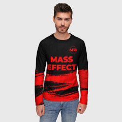 Лонгслив мужской Mass Effect - red gradient посередине, цвет: 3D-принт — фото 2