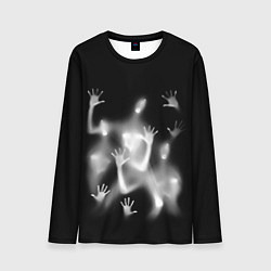 Лонгслив мужской Белые призрачные силуэты Y2K, цвет: 3D-принт