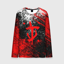 Мужской лонгслив Doom - красные краски и лого