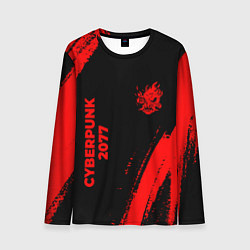 Мужской лонгслив Cyberpunk 2077 - red gradient вертикально