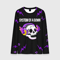 Лонгслив мужской System of a Down неоновый череп, цвет: 3D-принт