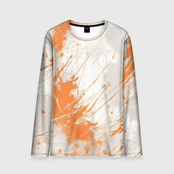 Мужской лонгслив Оранжевая краска на белом