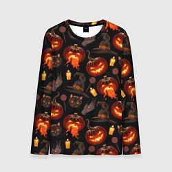 Мужской лонгслив Хэллоуин цветной паттерн