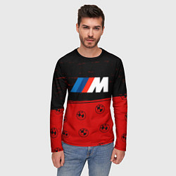 Лонгслив мужской Bmw m5 - красная текстура, цвет: 3D-принт — фото 2