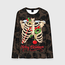 Лонгслив мужской Merry Christmas - skeleton, цвет: 3D-принт