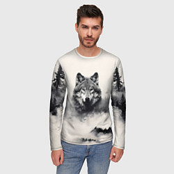 Лонгслив мужской Голова серого волка, цвет: 3D-принт — фото 2