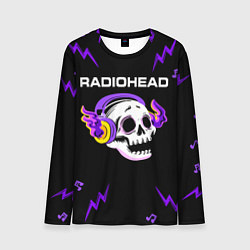 Лонгслив мужской Radiohead неоновый череп, цвет: 3D-принт
