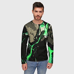 Лонгслив мужской Зелёный разлом в камне, цвет: 3D-принт — фото 2