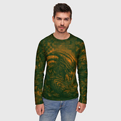 Лонгслив мужской Ксеноморф в оранжево-зелёных тонах, цвет: 3D-принт — фото 2