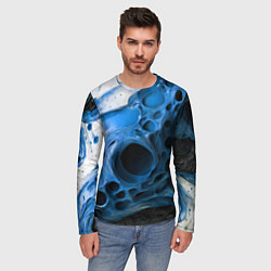 Лонгслив мужской Сине-белая абстрактная структура, цвет: 3D-принт — фото 2