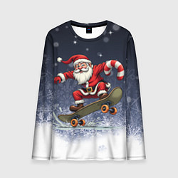 Лонгслив мужской Санта катается на скейте, цвет: 3D-принт
