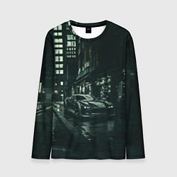 Лонгслив мужской Спорткар на тёмной улице, цвет: 3D-принт