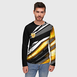 Лонгслив мужской Герб России - Жёлтое свечение, цвет: 3D-принт — фото 2