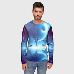 Лонгслив мужской Луна и рыбы - нейроарт фантазия, цвет: 3D-принт — фото 2