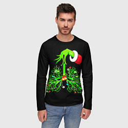 Лонгслив мужской Гринч похищает сердца, цвет: 3D-принт — фото 2