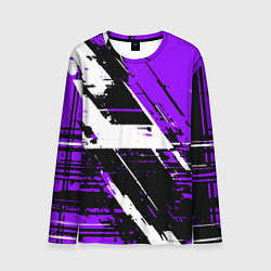 Лонгслив мужской Diagonal black and white stripes on a purple backg, цвет: 3D-принт