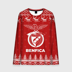 Лонгслив мужской Новогодний Benfica с оленями, цвет: 3D-принт