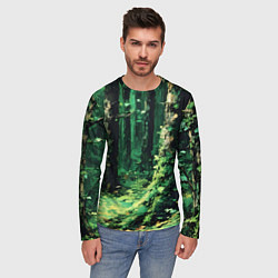 Лонгслив мужской Зелёный летний лес, цвет: 3D-принт — фото 2