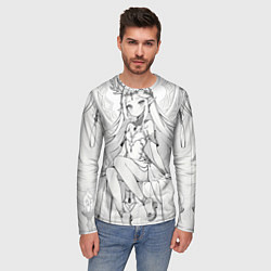 Лонгслив мужской Эльфийка рисунок карандашом, цвет: 3D-принт — фото 2