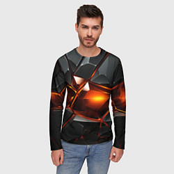Лонгслив мужской Красные стекла и черные камни - текстура, цвет: 3D-принт — фото 2