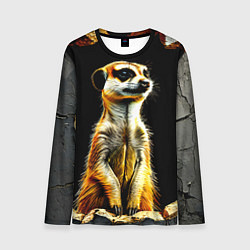 Лонгслив мужской Сурикат на черном, цвет: 3D-принт