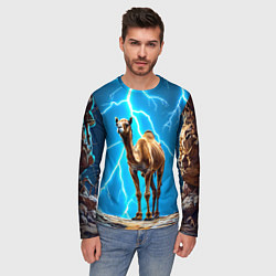 Лонгслив мужской Верблюд и удар молнии, цвет: 3D-принт — фото 2
