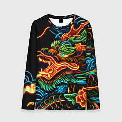 Мужской лонгслив Japanese neon dragon - irezumi