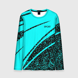 Мужской лонгслив Sport голубой с чёрным в крапинку