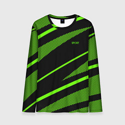 Мужской лонгслив Sport чёрный и зелёный полосы