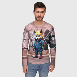 Лонгслив мужской Уличный лисёнок на своём районе, цвет: 3D-принт — фото 2