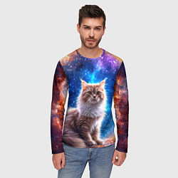 Лонгслив мужской Ангорская кошка в космосе, цвет: 3D-принт — фото 2