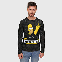 Лонгслив мужской Heavy metal Гомер симпсон, цвет: 3D-принт — фото 2