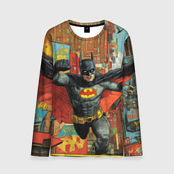 Лонгслив мужской Бэтмен на фоне города, цвет: 3D-принт