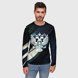 Лонгслив мужской Герб России Двуглавый орёл чёрно-синий, цвет: 3D-принт — фото 2
