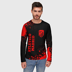 Лонгслив мужской Atletico Madrid - red gradient вертикально, цвет: 3D-принт — фото 2