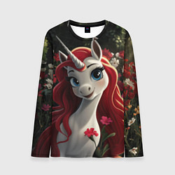 Лонгслив мужской Единорожка с рыжими волосами, цвет: 3D-принт