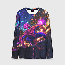 Лонгслив мужской Человек-паук и фиолетовый свет, цвет: 3D-принт