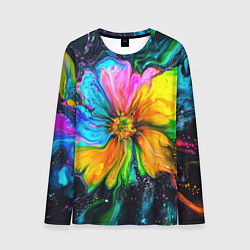 Мужской лонгслив Большой цветок - яркие краски