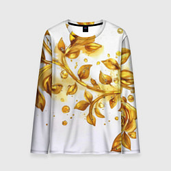 Лонгслив мужской Золотые листья на белом, цвет: 3D-принт