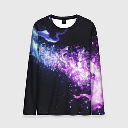 Лонгслив мужской Фиолетово-синяя абстрактная волна, цвет: 3D-принт