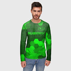 Лонгслив мужской Subaru - green gradient посередине, цвет: 3D-принт — фото 2